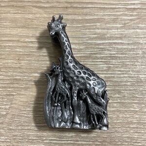 Vintage Torino Pewter Giraffe Jewelry Necklace Brooch Earrings Trinket Box Set